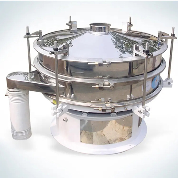 Rotary vibrating sieve for screening powder materials