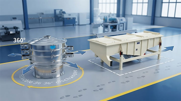 Comparison of factory footprint and layout integration between rotary vibrating sieve and linear vibrating screen