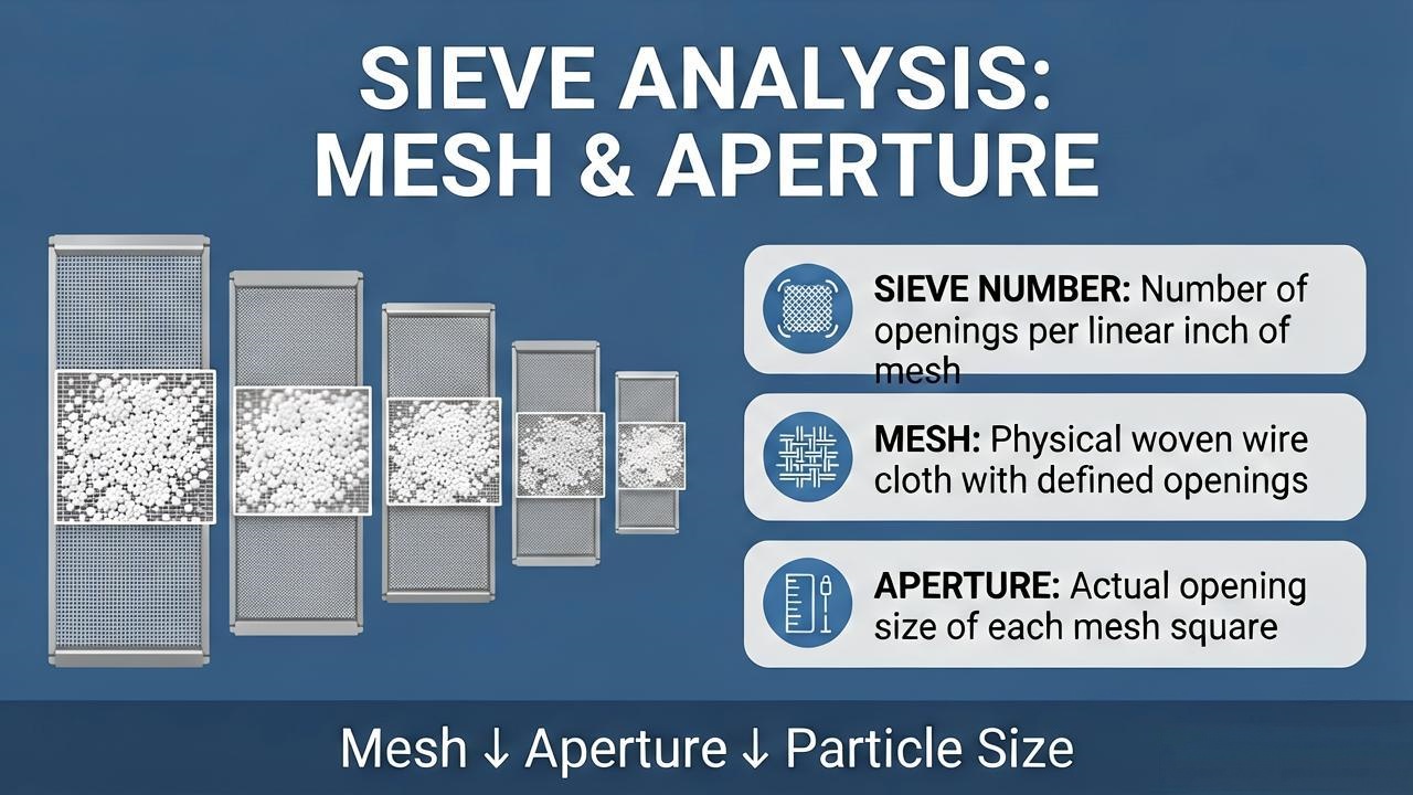 Relationship between ASTM sieve number mesh and nominal aperture
