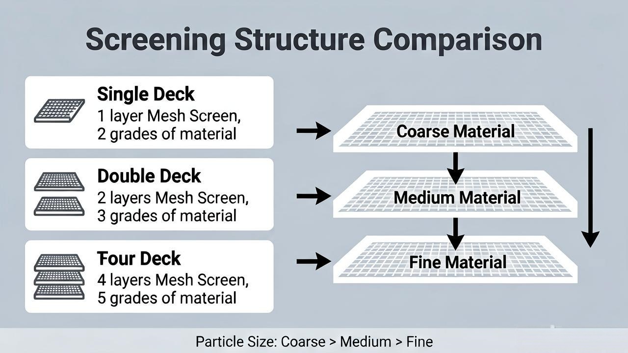 Single and multi-deck screening structure comparison
