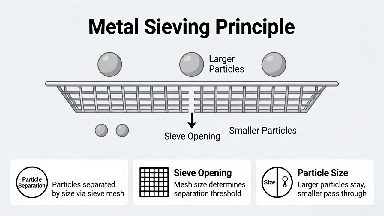 Test sieve particle separation principle with different particle sizes