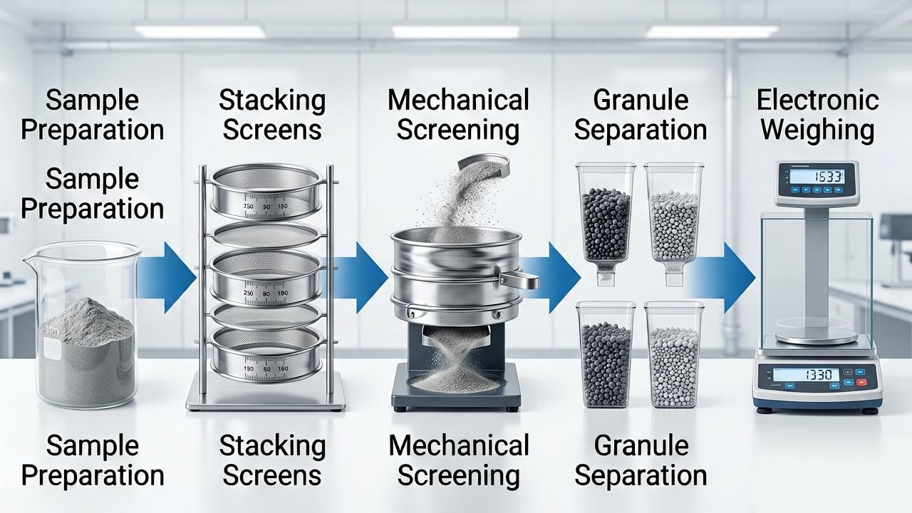 Particle size analysis and laboratory sieve testing process