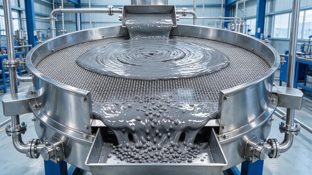 Vibrating sieve for high-viscosity slurry filtration
