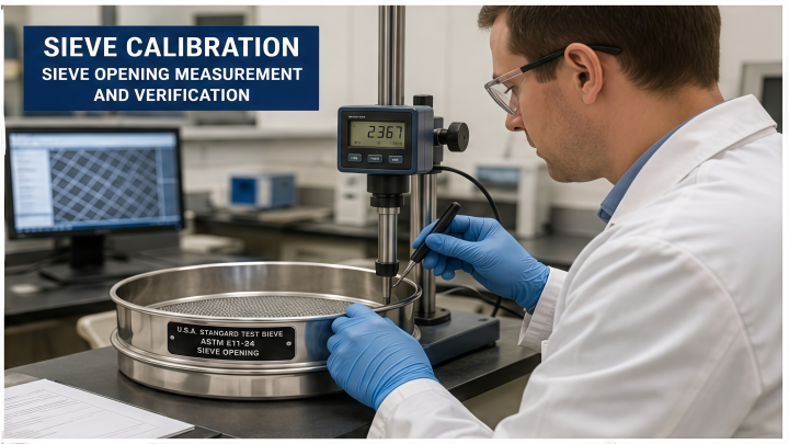 test sieve opening measurement for ASTM E11 verification