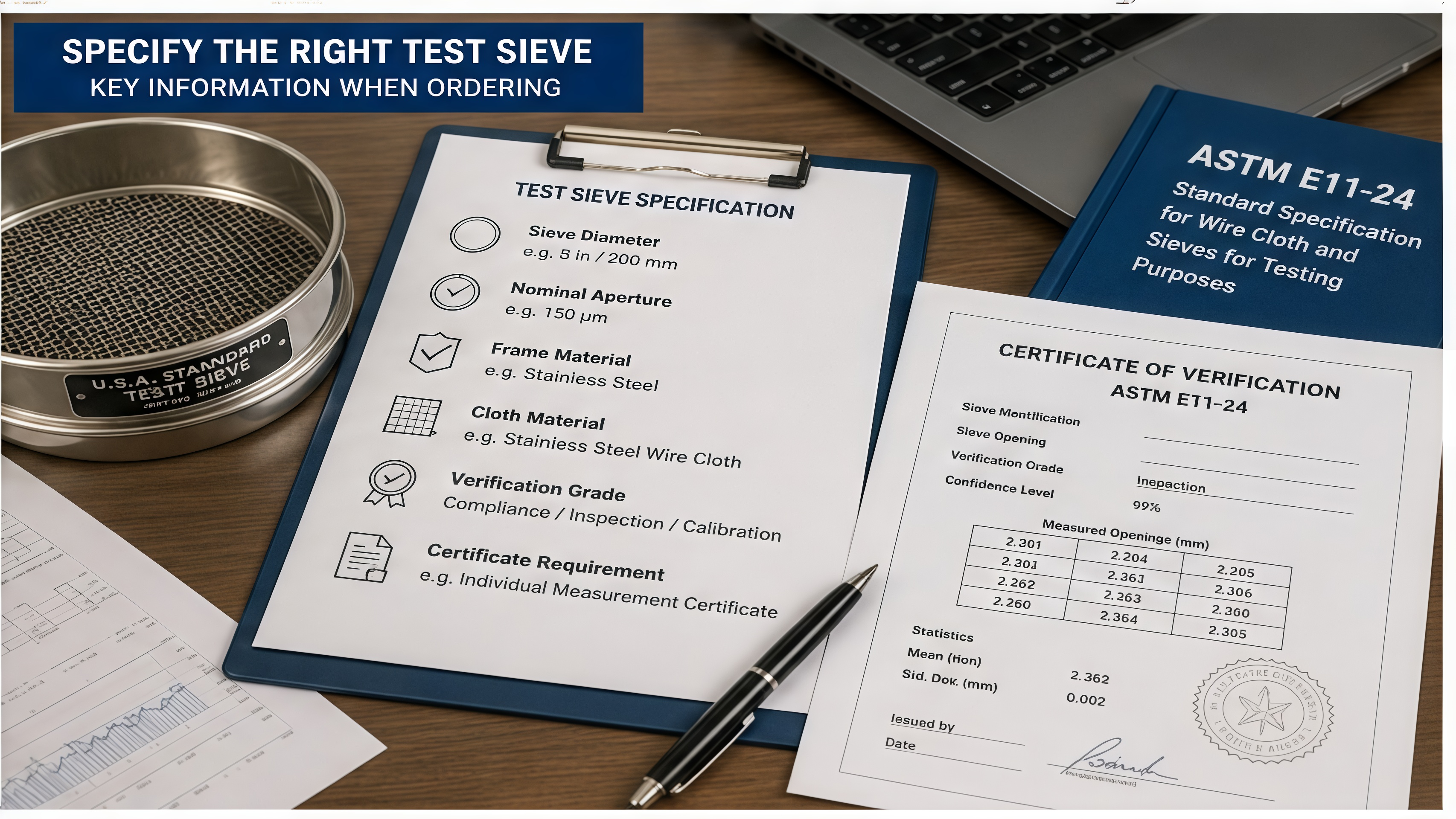 ASTM E11 test sieve specification and certificate selection