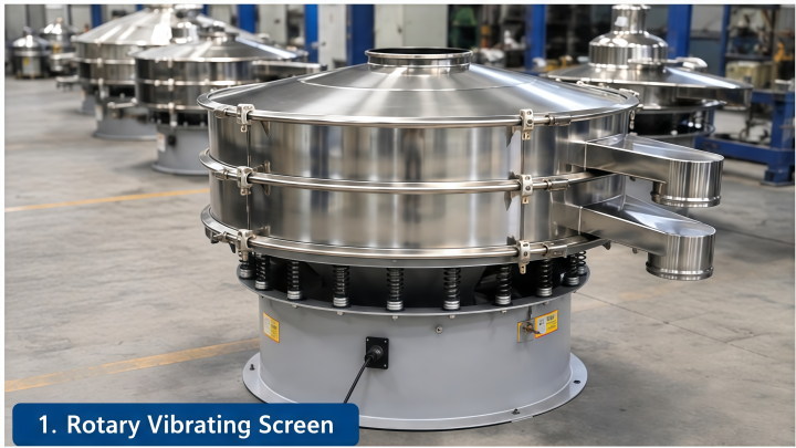 rotary vibrating screen for particle classification