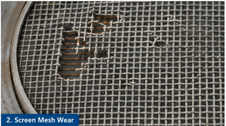 rotary vibrating screen mesh wear