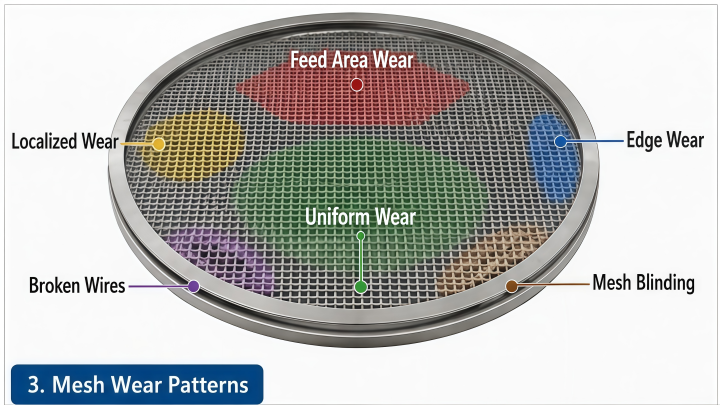 rotary vibrating screen mesh wear patterns