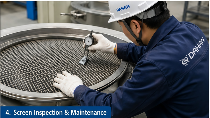 rotary vibrating screen mesh inspection and maintenance