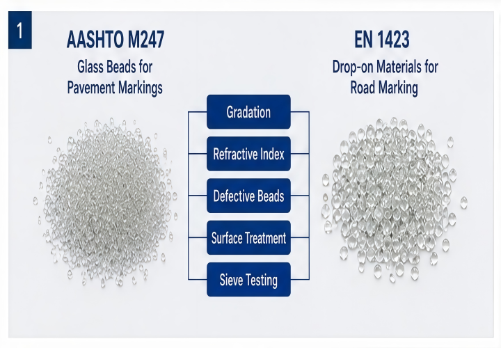 Road marking glass beads for pavement marking retroreflectivity