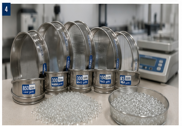 Test sieve for road marking glass bead particle size analysis