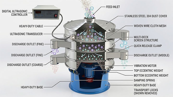 Working Principle of Ultrasonic Vibrating Screens