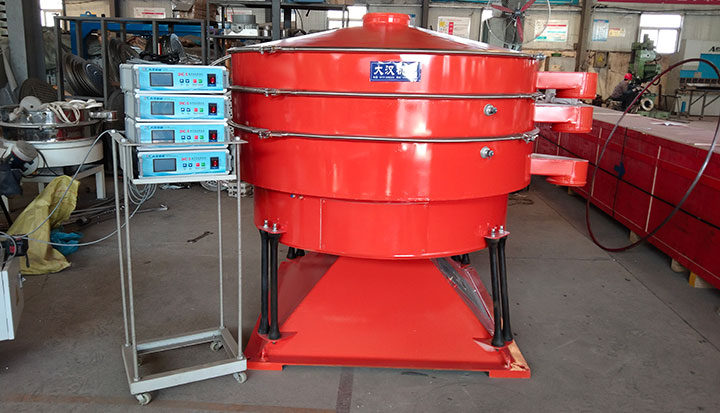 Multi-deck tumbler screening machine with digital control panel for fine powder classification.